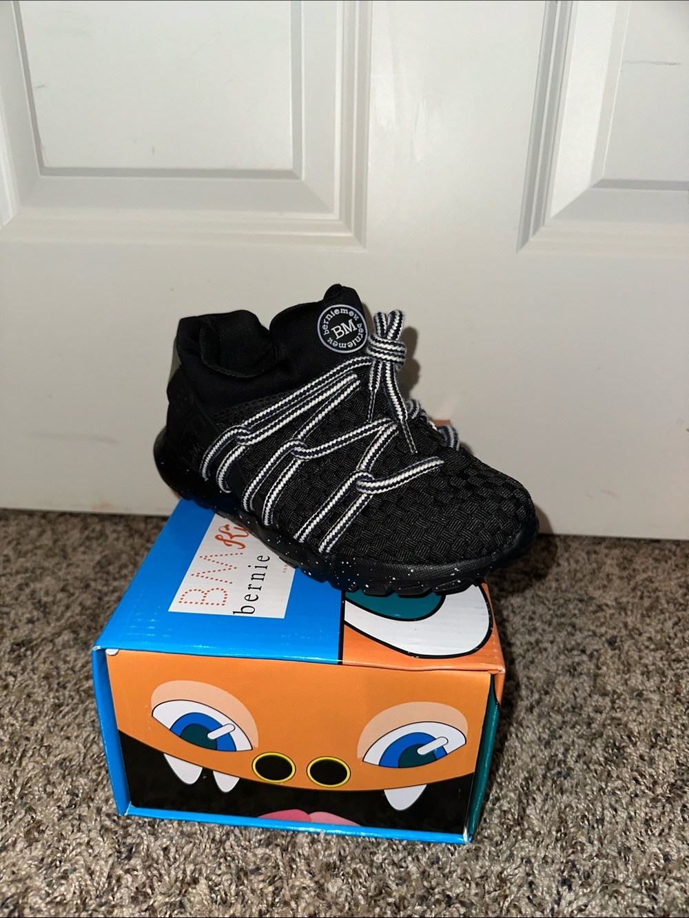 bernie mev. Kids Black Slip-On Sneakers with White Trim